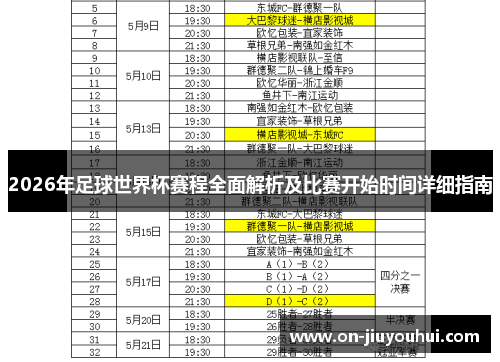 2026年足球世界杯赛程全面解析及比赛开始时间详细指南